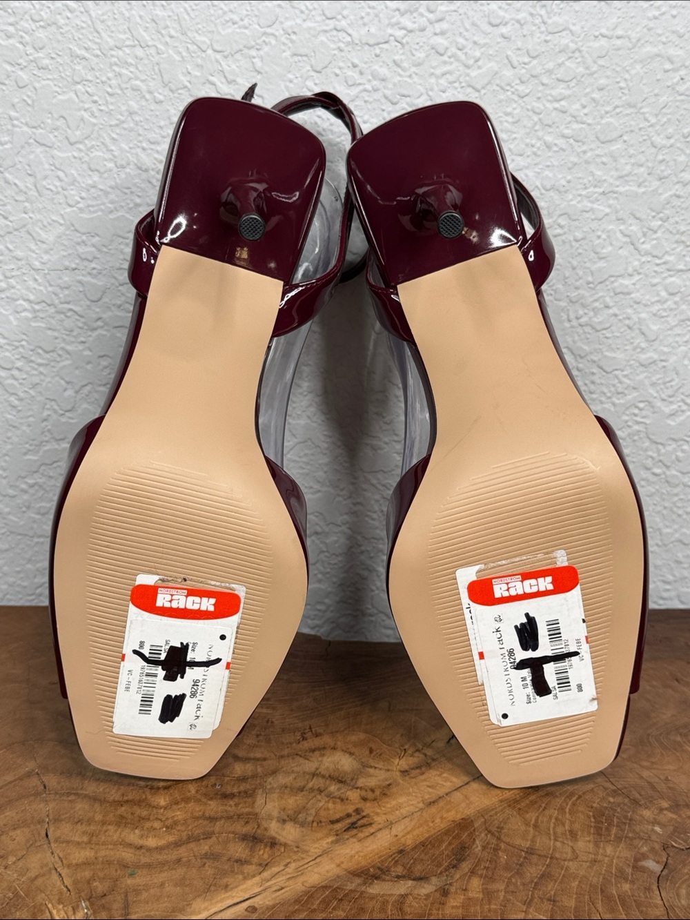 STEVE MADDEN LEESHA BURGUNDY PATENT ANKLE STRAP SQUARE TOE HEELS NWT SIZE 10 - Picture 12 of 14